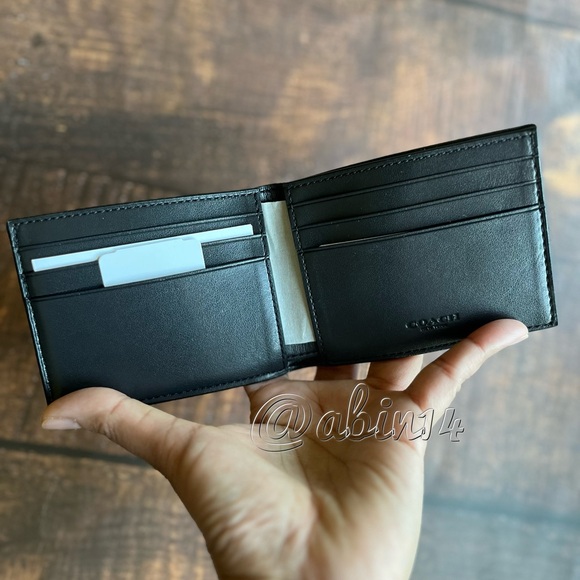 NWT Coach Signature Leather Canvas Slim Billfold Varsity Stripe Wallet - Picture 2 of 4